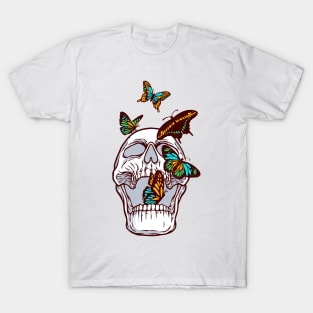 colorful butterflies skull T-Shirt